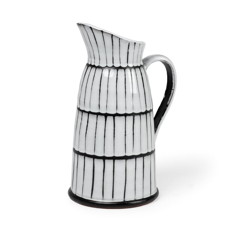 Mercana Lome Large White/Black Patterned Ceramic Water Pitcher
