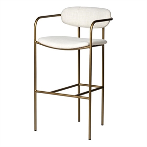 Mercana Parker 30&quot Seat Height Cream Seat Gold Metal Base Stool