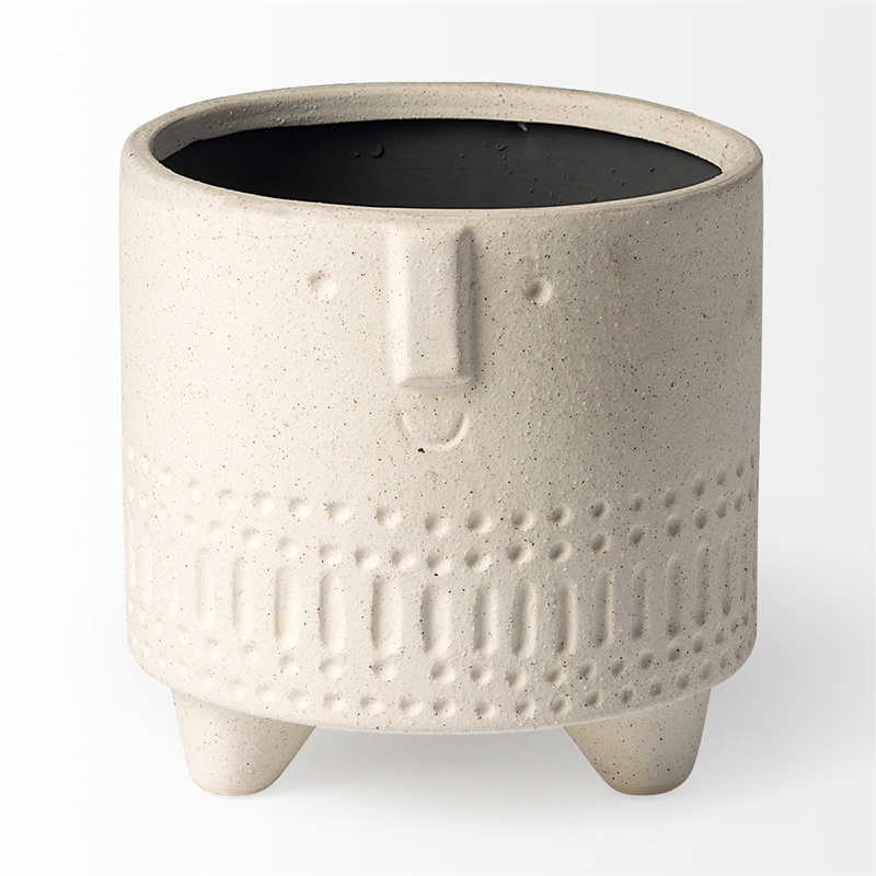 Mercana Jacob I Short White Ceramic Smiling Face Vase