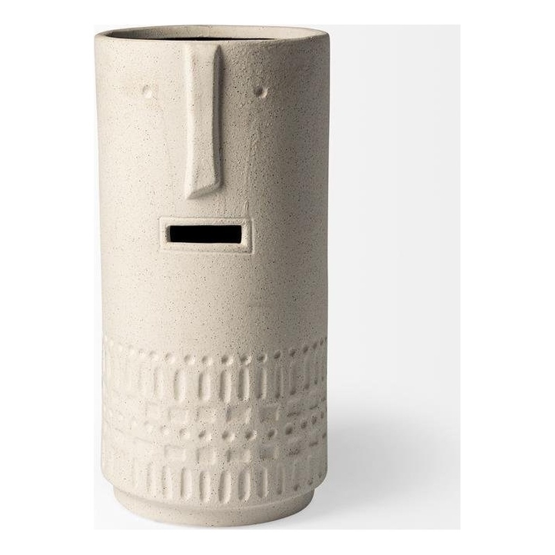 Mercana Jacob II Tall White Ceramic Smiling Face Vase