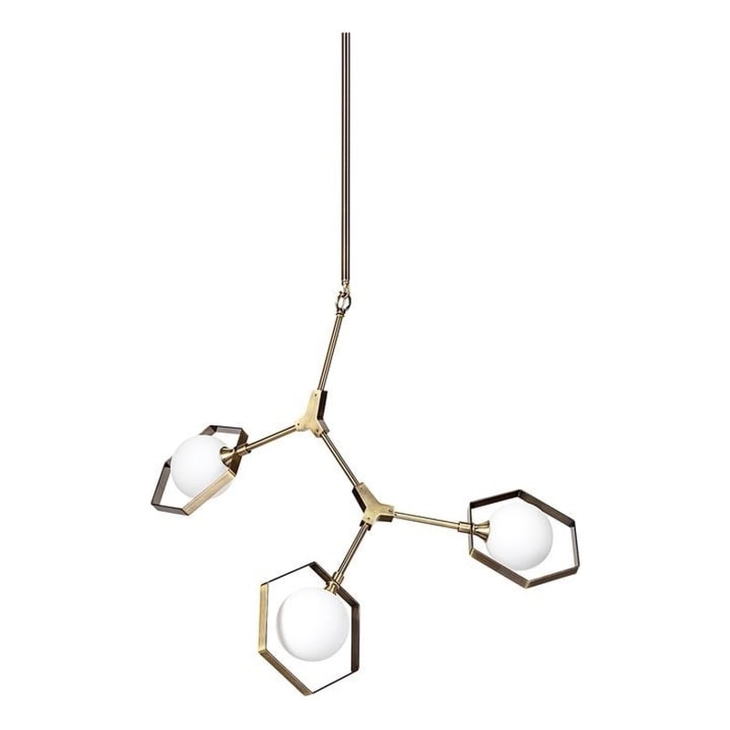 Mercana Desousa II Brass tone Metal MultiArm 3 Light Chandelier