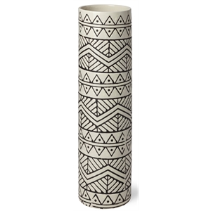 Mercana Uhura I Small Cream/Black Patterned Cylindrical Ceramic Vase