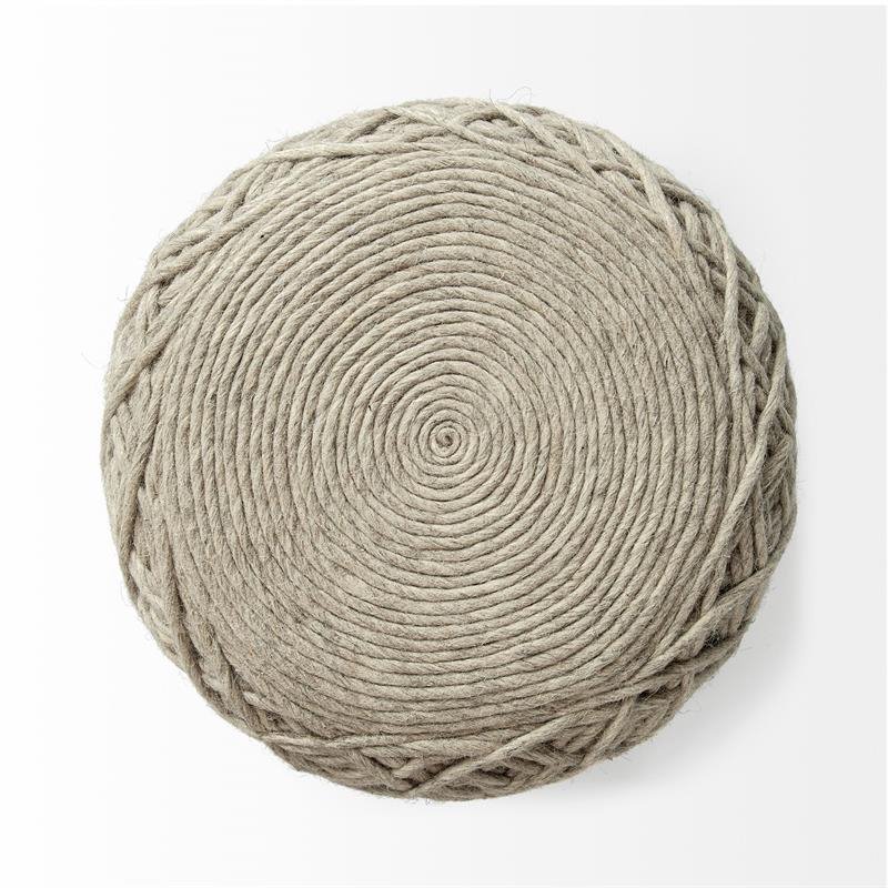 Mercana Allium Pouf Oatmeal Wool Diamond Pattern Cylindrical Pouf