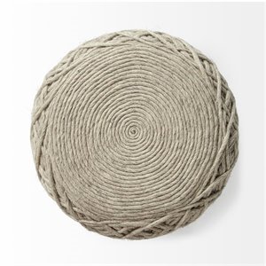 Mercana Allium Pouf Oatmeal Wool Diamond Pattern Cylindrical Pouf