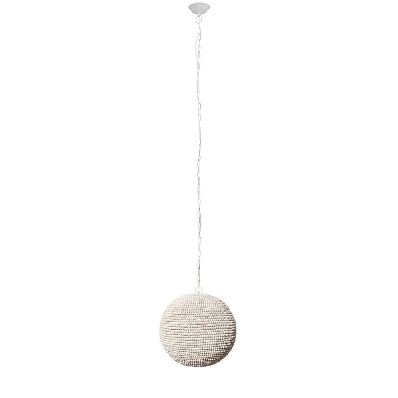 mercana theta 15.5x14.5 white-washed wood beaded pendant light