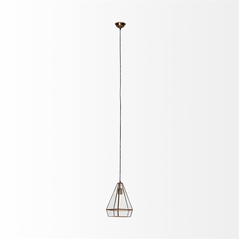 Mercana Prima 9.5x12.5 Gold Metal and Glass Pyramid Pendant Light