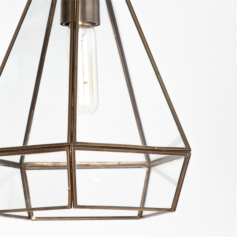 Mercana Prima 9.5x12.5 Gold Metal and Glass Pyramid Pendant Light