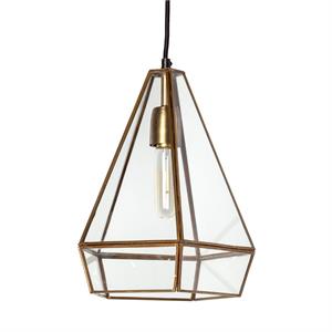 Mercana Prima 9.5x12.5 Gold Metal and Glass Pyramid Pendant Light