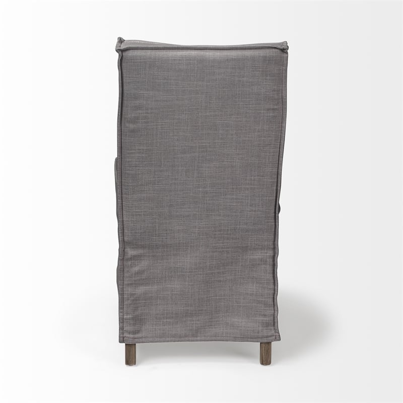 Elbert I Gray Fabric Slip-Cover Brown Wood Dining Chair (Set of 2)