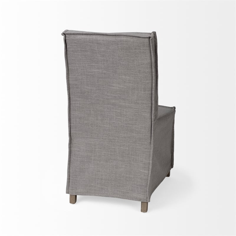 Elbert I Gray Fabric Slip-Cover Brown Wood Dining Chair (Set of 2)