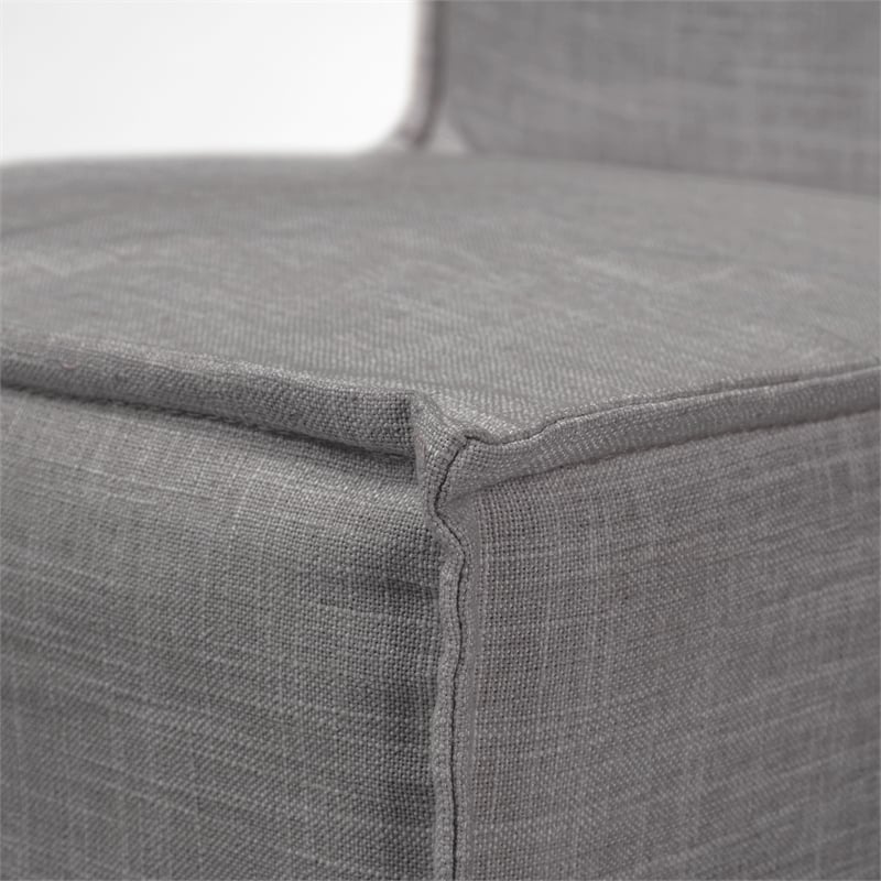 Elbert I Gray Fabric Slip-Cover Brown Wood Dining Chair (Set of 2)