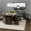 Elbert I Gray Fabric Slip-Cover Brown Wood Dining Chair (Set of 2)