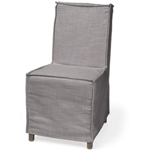Elbert I Gray Fabric Slip-Cover Brown Wood Dining Chair (Set of 2)
