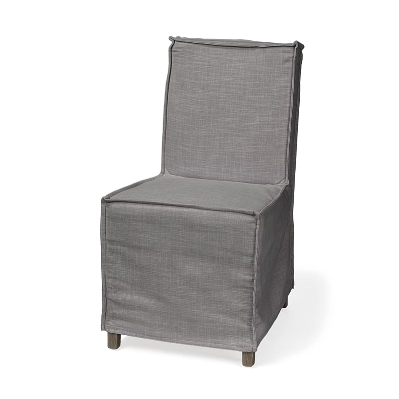 Elbert I Gray Fabric Slip-Cover Brown Wood Dining Chair (Set of 2)