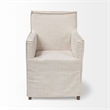 Mercana Elbert II Cream Fabric Slip-Cover Brown Wood Frame Dining Chair