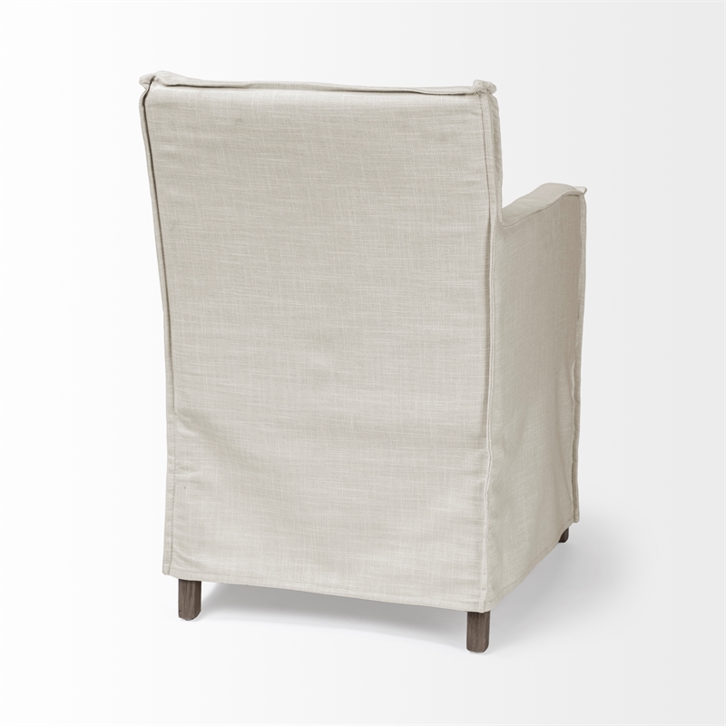Mercana Elbert II Cream Fabric Slip-Cover Brown Wood Frame Dining Chair