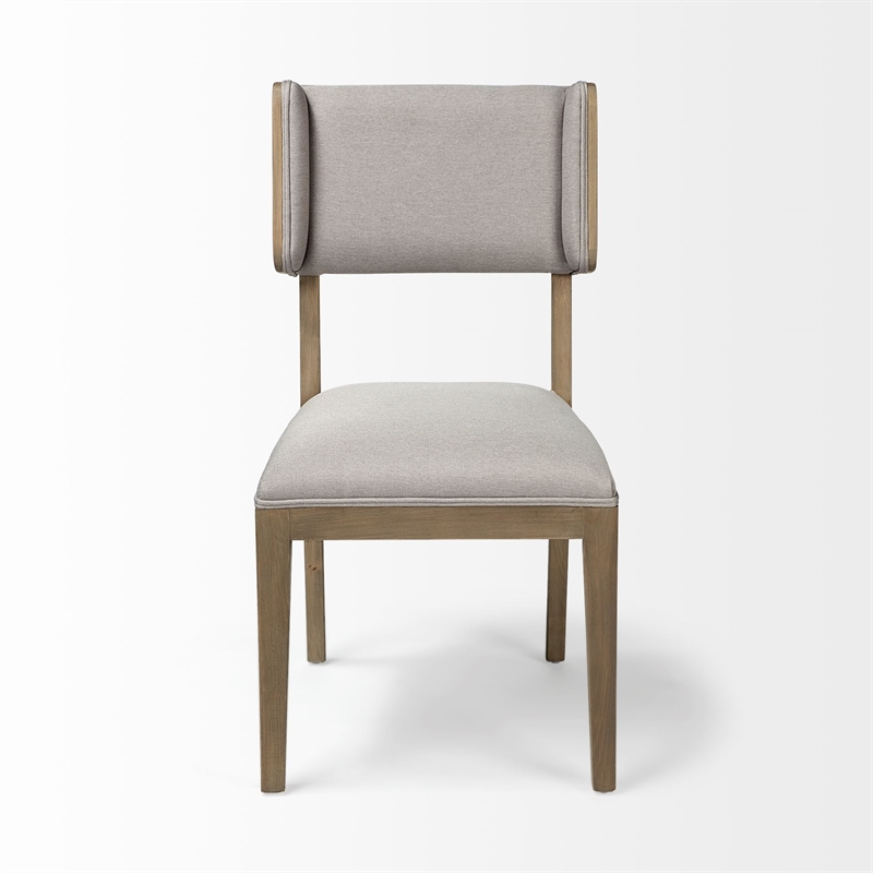 Mercana Teton I Grey Fabric Wrap Brown Wooden Base Dining Chair (Set of 2)