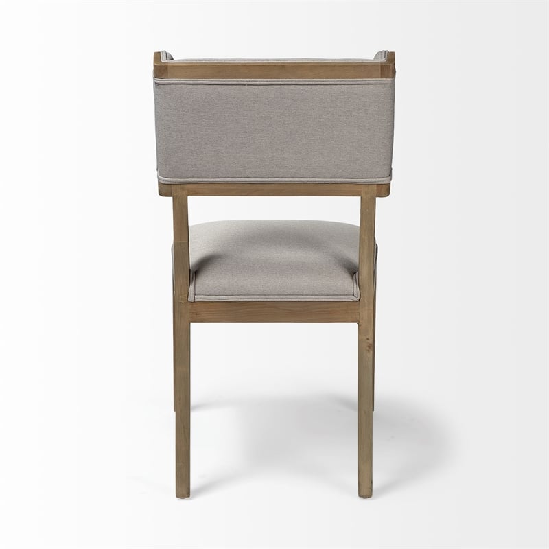 Mercana Teton I Grey Fabric Wrap Brown Wooden Base Dining Chair (Set of 2)