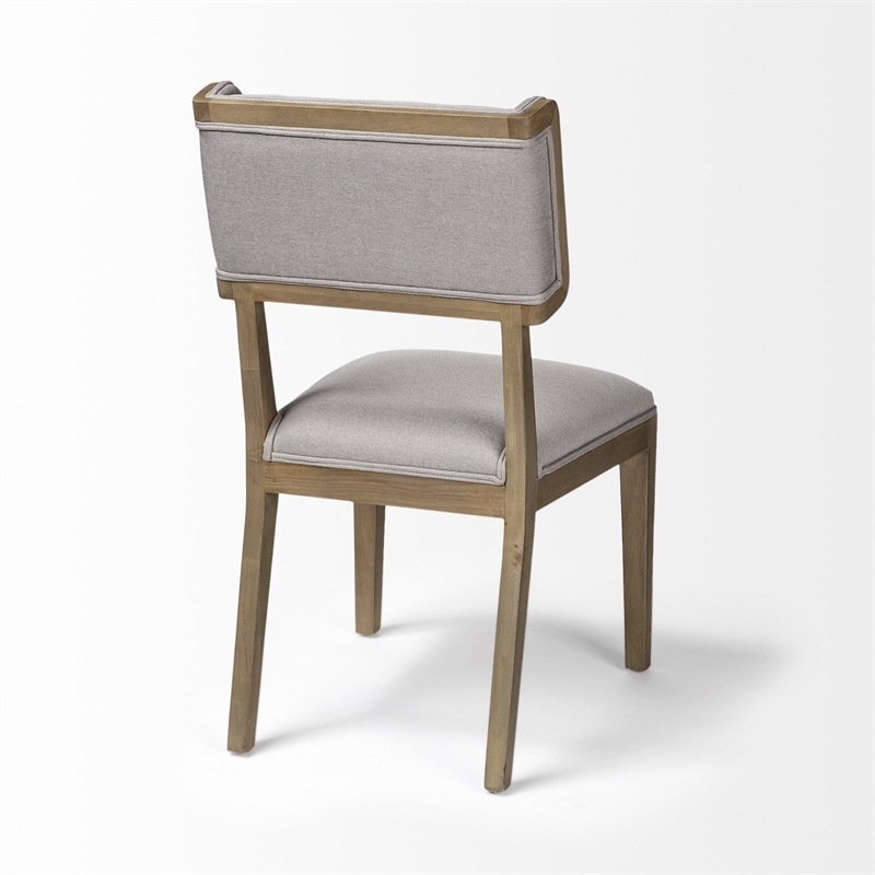 Mercana Teton I Grey Fabric Wrap Brown Wooden Base Dining Chair (Set of 2)