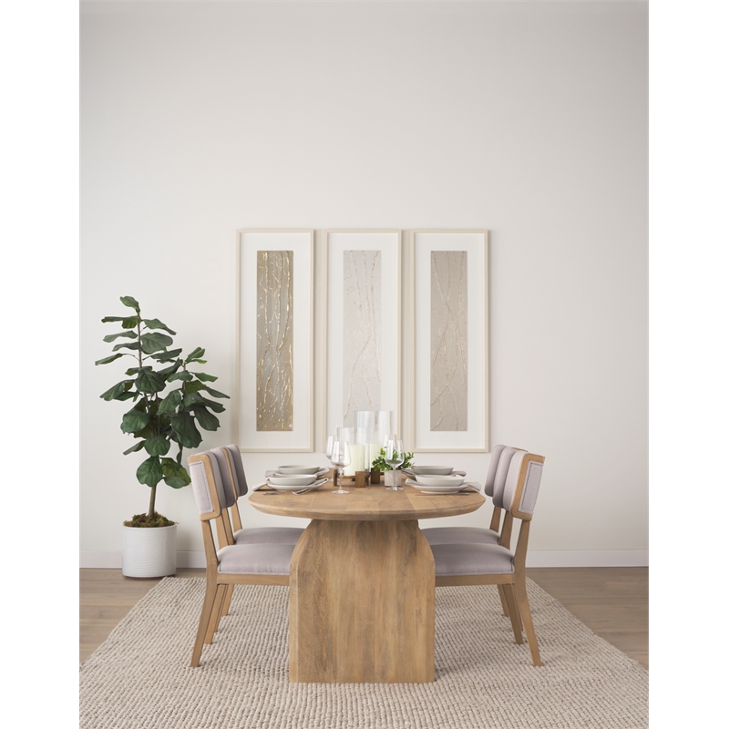 Mercana Teton I Grey Fabric Wrap Brown Wooden Base Dining Chair (Set of 2)
