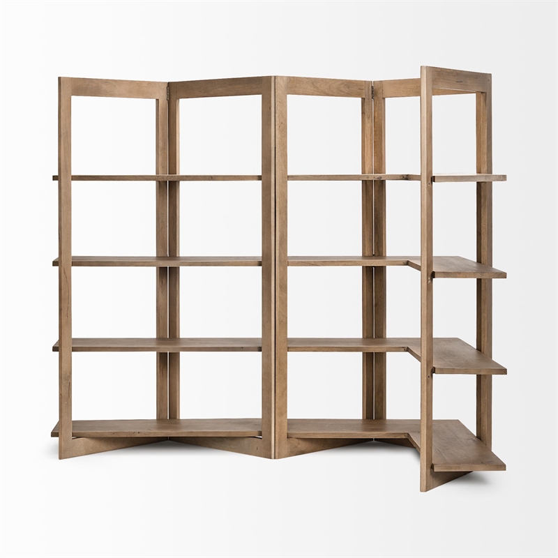 Mercana Turnbull I 42L x 20W x 72H Light Brown Wood Four Shelf Shelving Unit