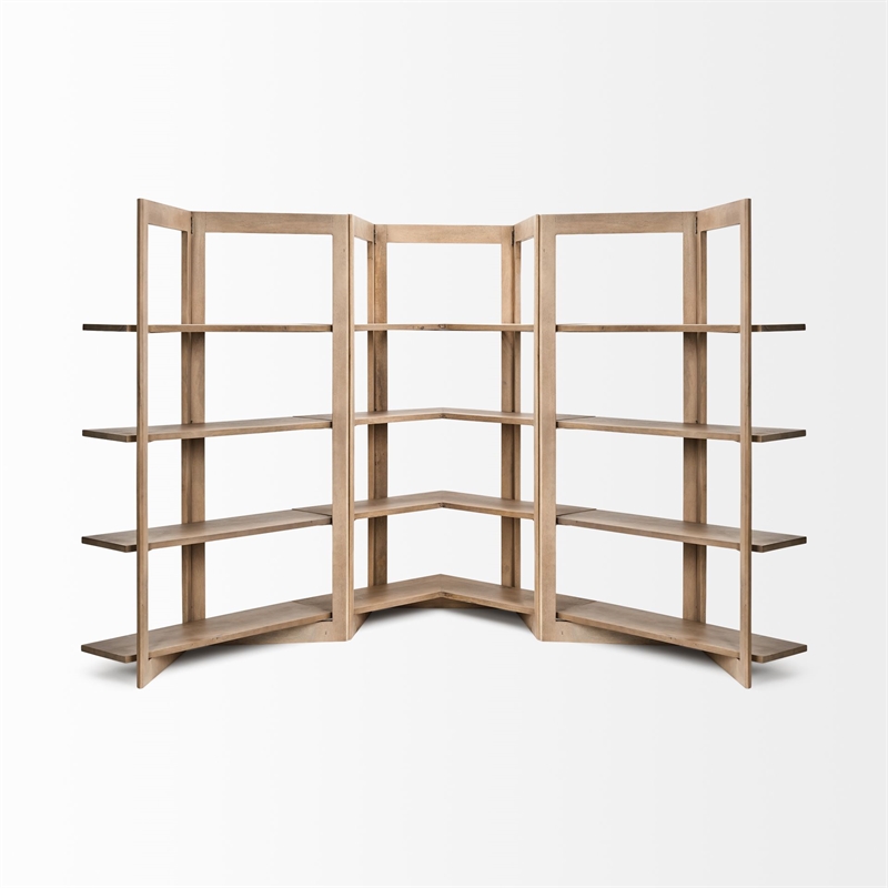 Mercana Turnbull I 42L x 20W x 72H Light Brown Wood Four Shelf Shelving Unit