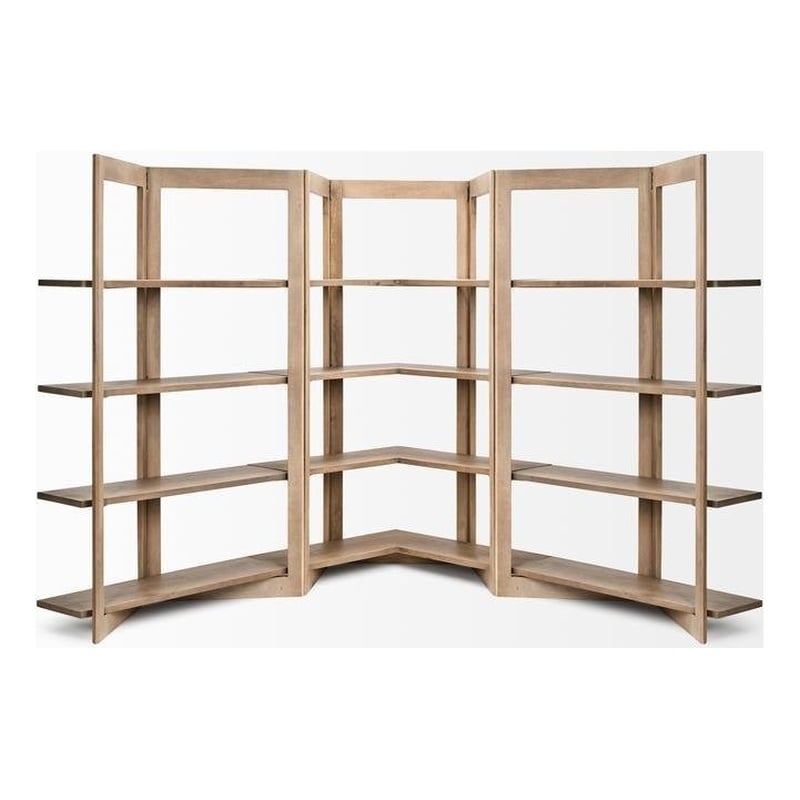 Mercana Turnbull I 42L x 20W x 72H Light Brown Wood Four Shelf Shelving Unit