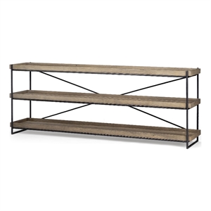 Trey I 80L x 16W x 30H Brown Wood and Black Iron Console Table (Set of 2)