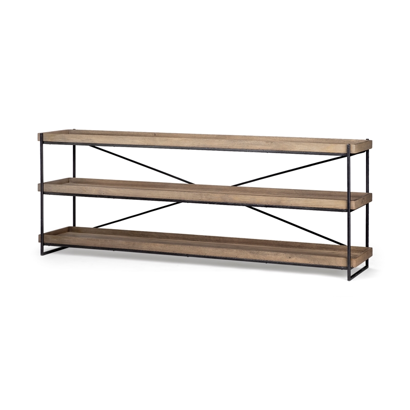 Trey I 80L x 16W x 30H Brown Wood and Black Iron Console Table (Set of 2)