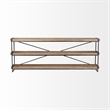 Trey I 80L x 16W x 30H Brown Wood and Black Iron Console Table (Set of 2)
