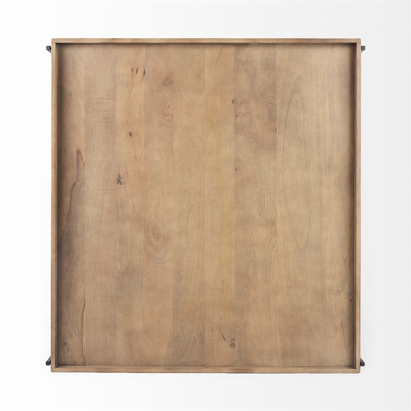 Trey 48x46 Rectangular Brown Wood Top Black Coffee Table (Set of 2)