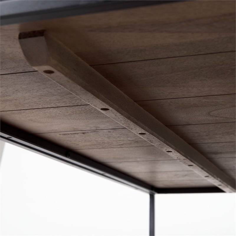 Trey 48x46 Rectangular Brown Wood Top Black Coffee Table (Set of 2)