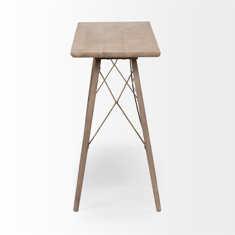 Mercana Kirby I 66x28.8 Medium Brown Wooden Cross-Braced Console Table