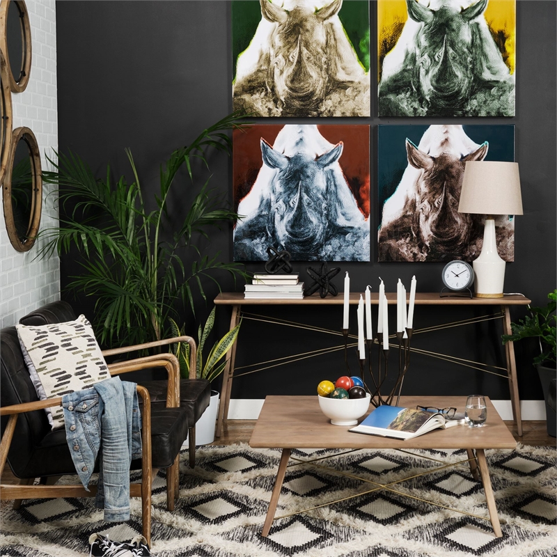 Mercana Kirby I 66x28.8 Medium Brown Wooden Cross-Braced Console Table