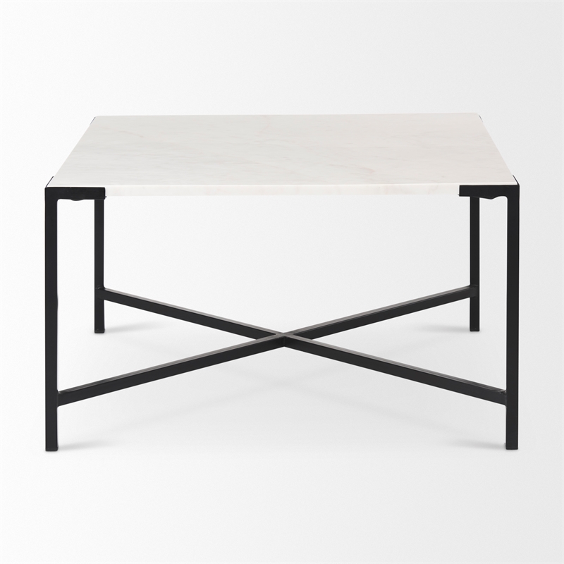 Mercana Lucas II Marble & Metal Coffee Table in Black and White