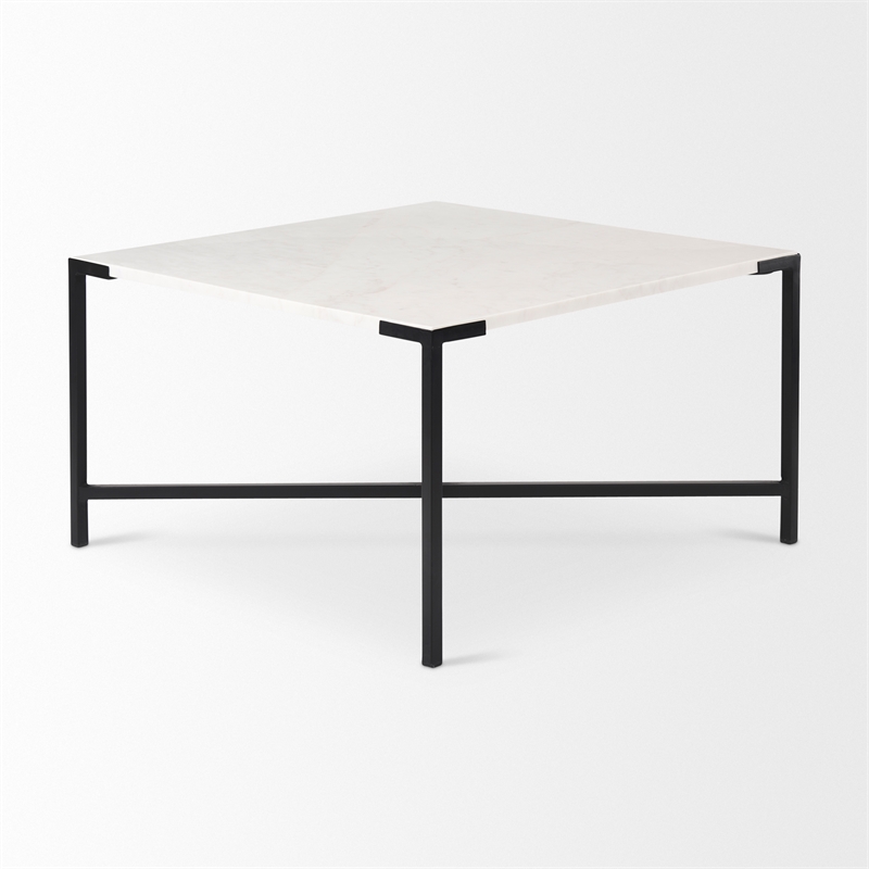 Mercana Lucas II Marble & Metal Coffee Table in Black and White