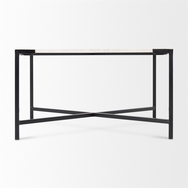 Mercana Lucas II Marble & Metal Coffee Table in Black and White
