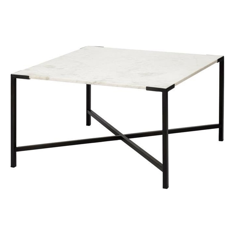 Mercana Lucas II Marble & Metal Coffee Table in Black and White
