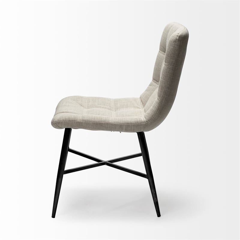 Mercana Barrow I Cream Fabric Wrap Black Metal Frame Dining Chair (Set of 2)