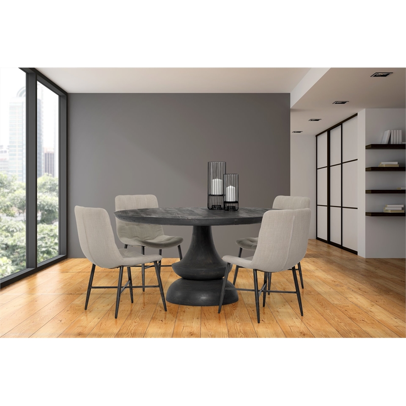 Mercana Barrow I Cream Fabric Wrap Black Metal Frame Dining Chair (Set of 2)