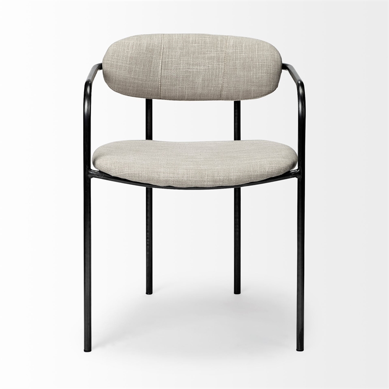 Mercana Parker I White Fabric Seat Black Iron Frame Dining Chair (Set of 2)
