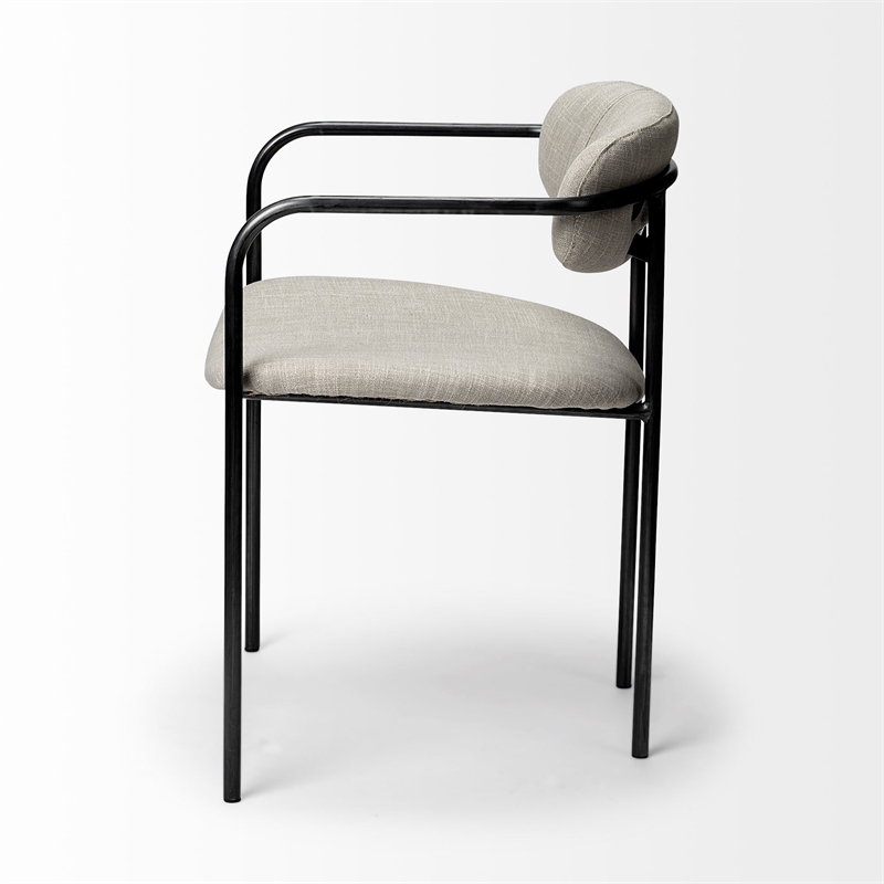 Mercana Parker I White Fabric Seat Black Iron Frame Dining Chair (Set of 2)