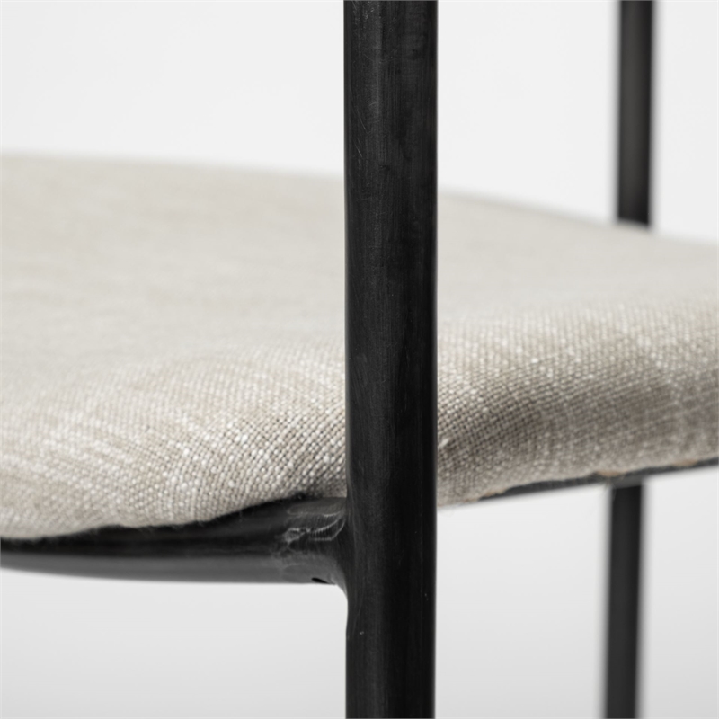 Mercana Parker I White Fabric Seat Black Iron Frame Dining Chair (Set of 2)