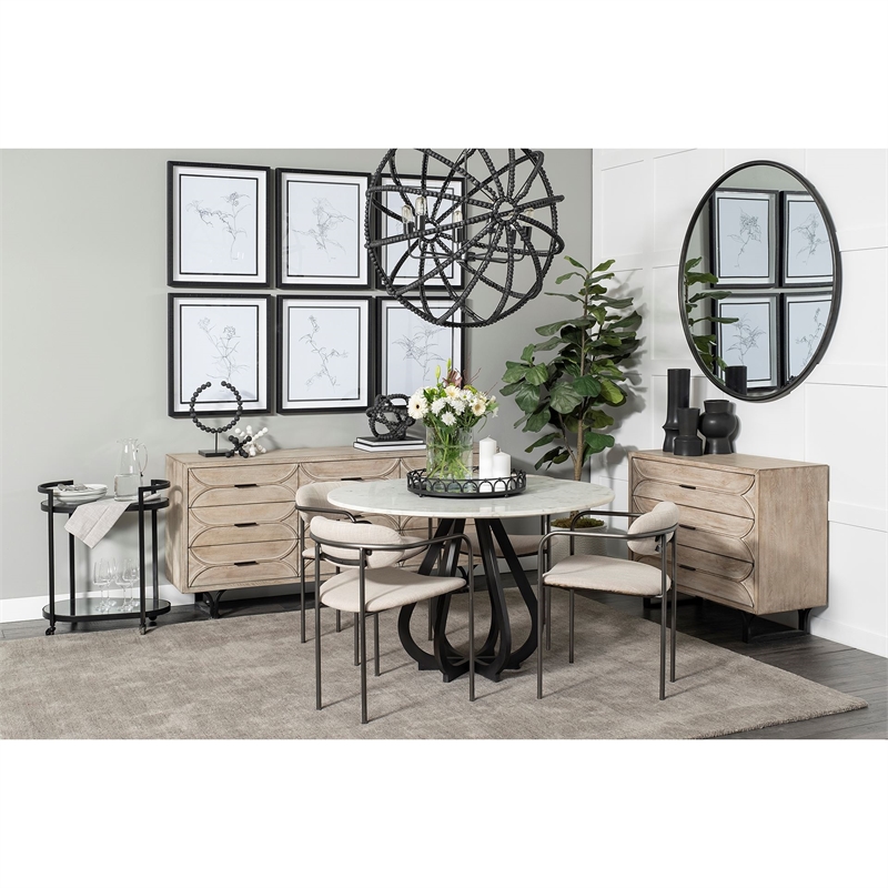 Mercana Parker I White Fabric Seat Black Iron Frame Dining Chair (Set of 2)
