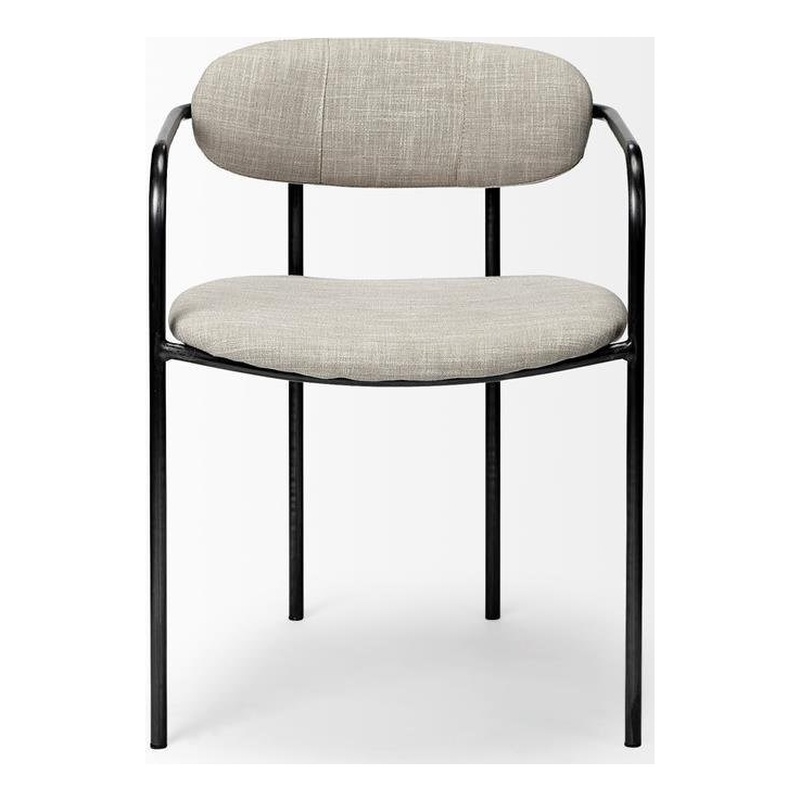 Mercana Parker I White Fabric Seat Black Iron Frame Dining Chair (Set of 2)