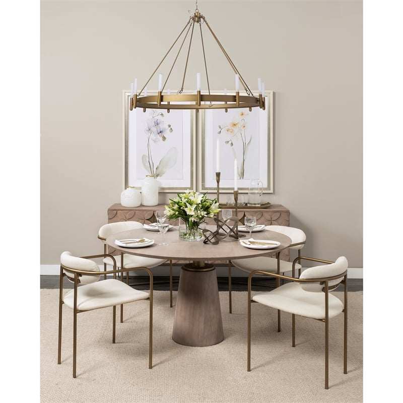 Mercana Parker I Fabric Seat Dining Chair in Cream and Gold (Set of 2)