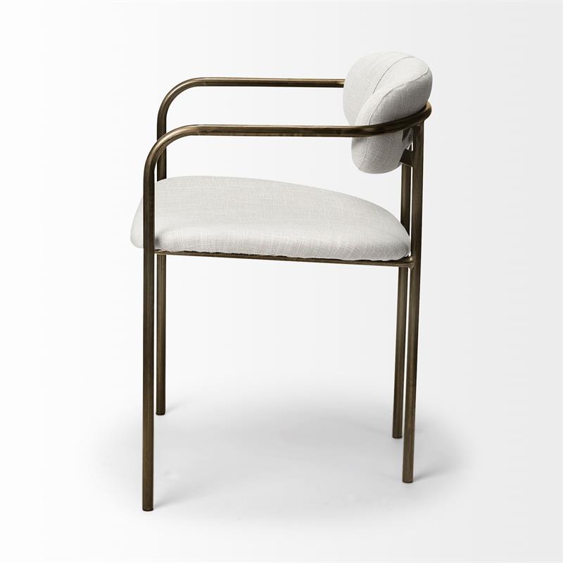 Mercana Parker I Fabric Seat Dining Chair in Cream and Gold (Set of 2)