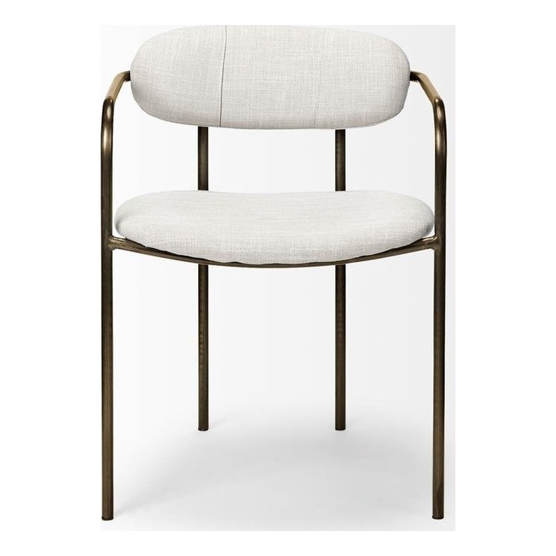 Mercana Parker I Fabric Seat Dining Chair in Cream and Gold (Set of 2)