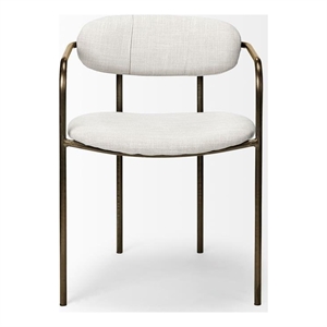 Mercana Parker I Fabric Seat Dining Chair in Cream and Gold (Set of 2)