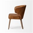 Mercana Niles Brown Faux Leather Seat W/ Wooden Legs Wingback Dining Chair